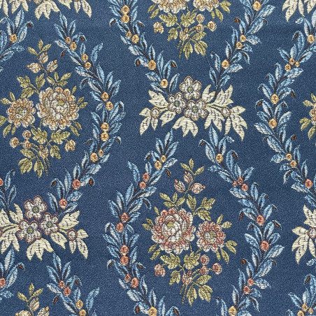 Zámecká látka Romantic Flower Two sapphire blue, Sarelli